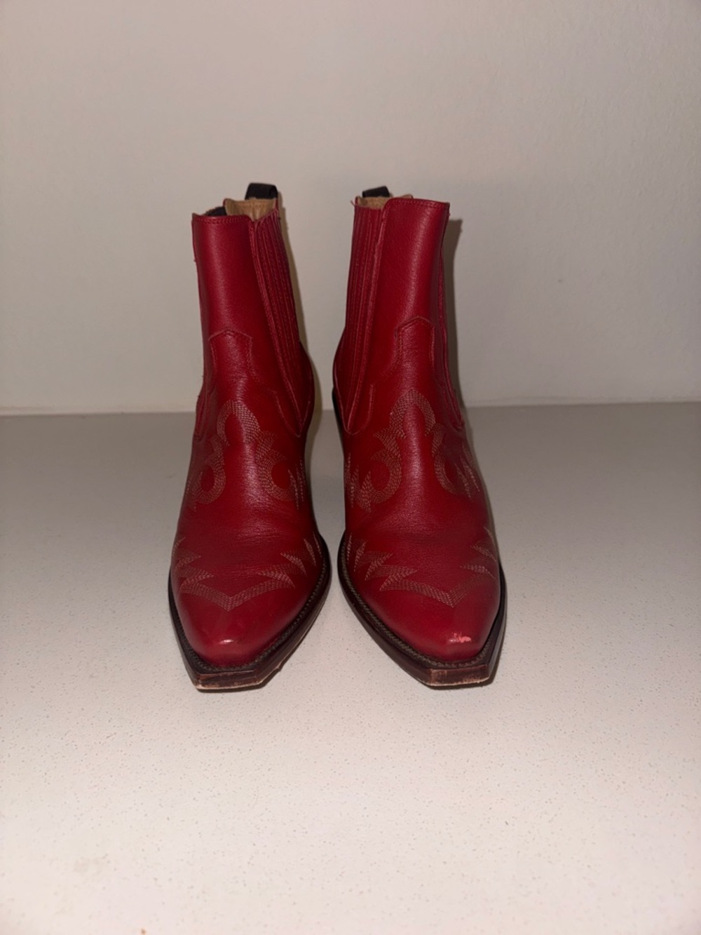 Tecovas Stella Cherry Bovine Leather Western Ankle Boots Size 9B